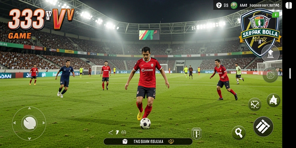 Tampilan gameplay 333V dengan aksi sepak bola yang mendebarkan.