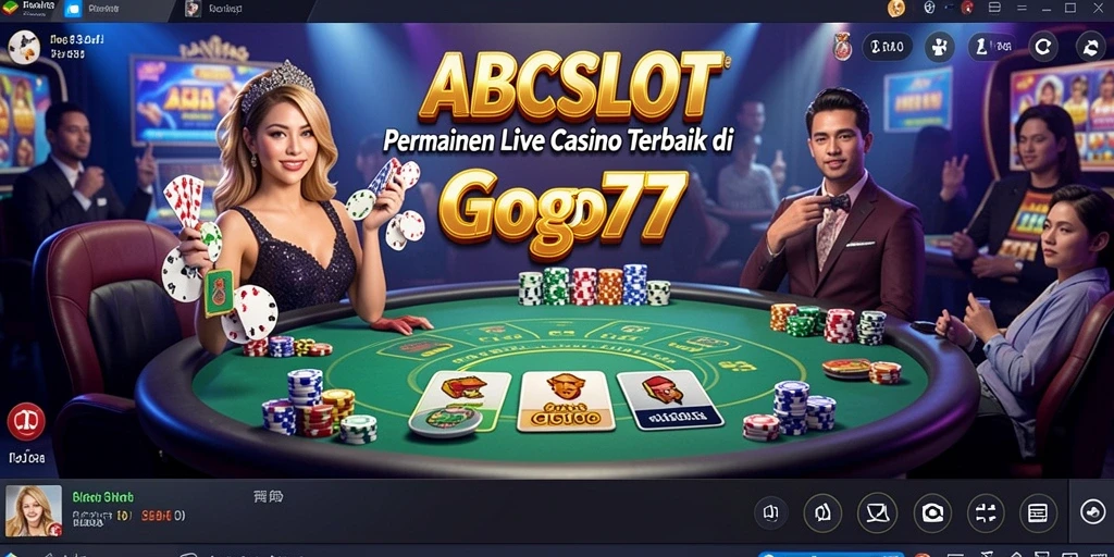 Screenshot gameplay ABCSLOT yang menampilkan dealer dan pemain dalam permainan Live Casino.
