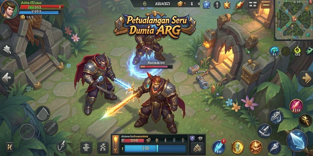 Tangkapan layar gameplay ASIA303 yang menunjukkan pertarungan epik antar karakter ARPG.
