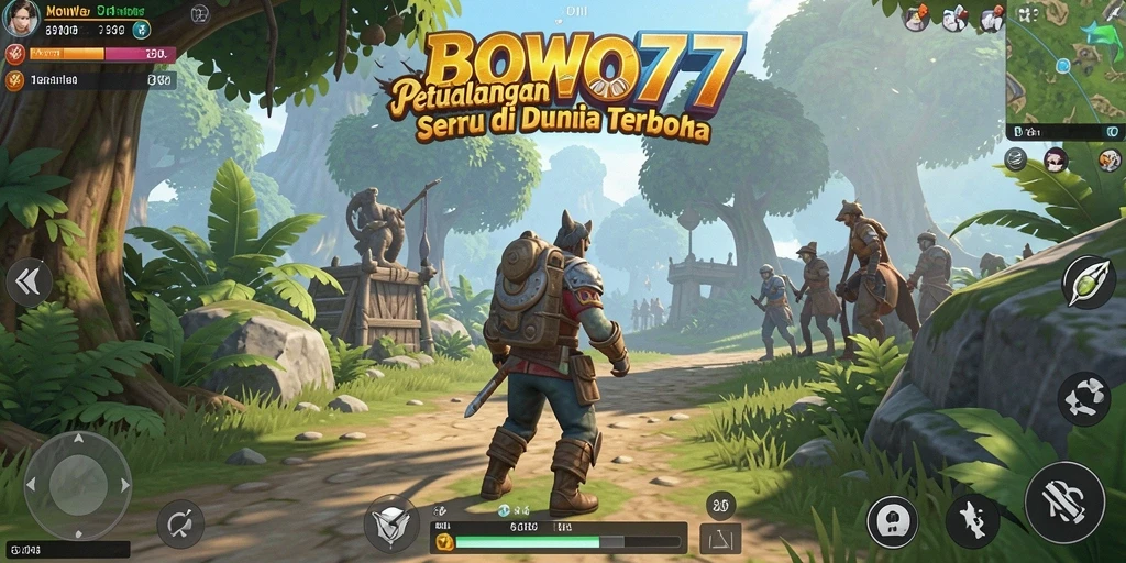 Screenshot BOWO77 menampilkan petualangan di dunia terbuka yang luas.