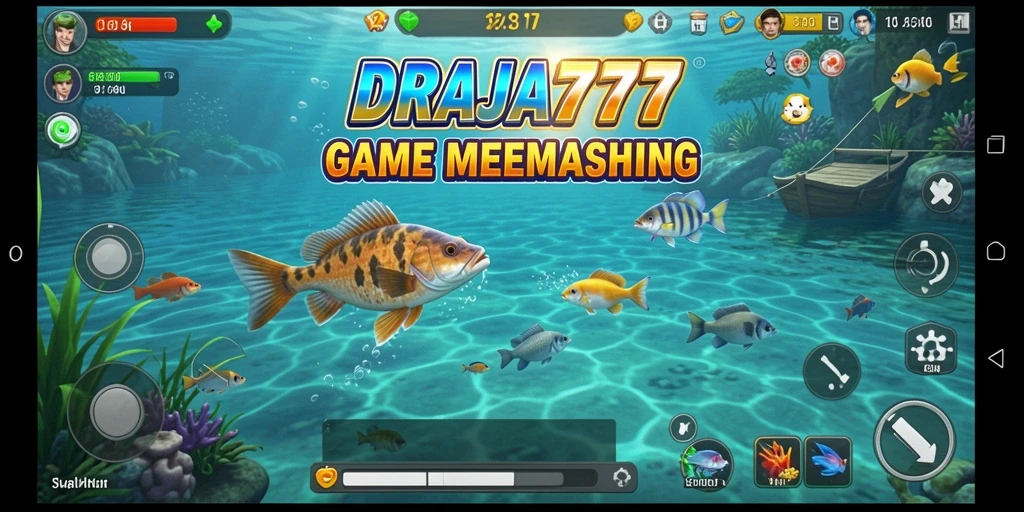 Gameplay DRAJA777 menampilkan aksi seru saat memancing ikan.
