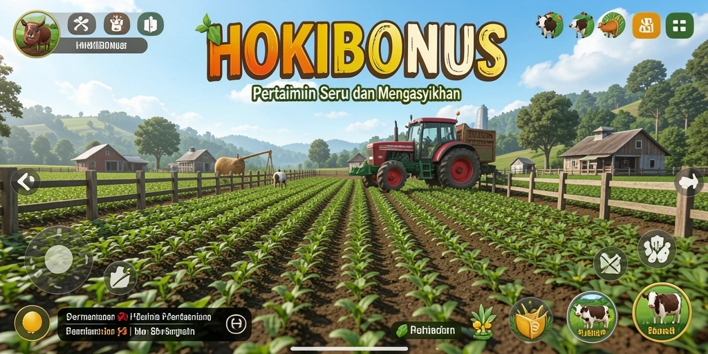 Tampilan menarik dari gameplay HOKIBONUS yang menggambarkan pertanian.