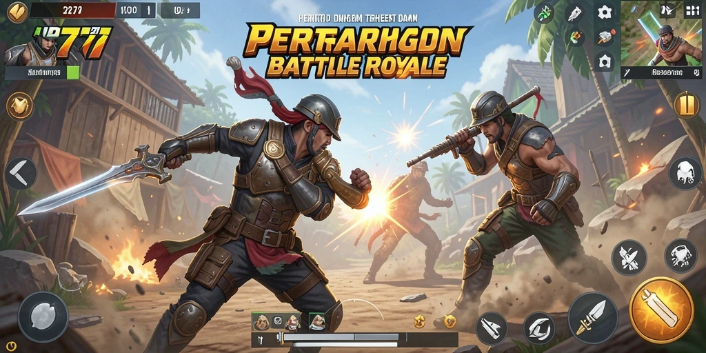 Tampilan gameplay menegangkan di arena Battle Royale ID777.