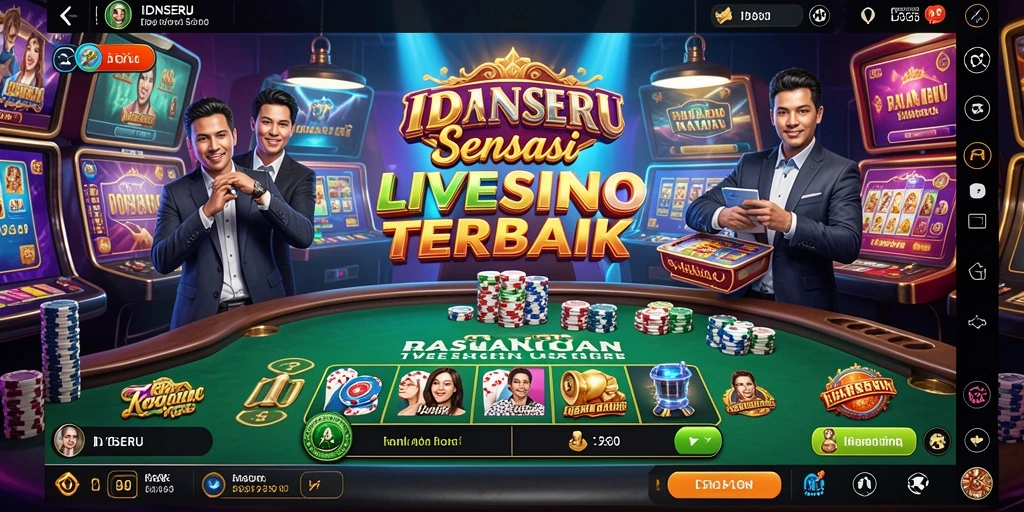 Screenshot gameplay IDNSERU menampilkan dealer langsung dan suasana kasino yang seru.