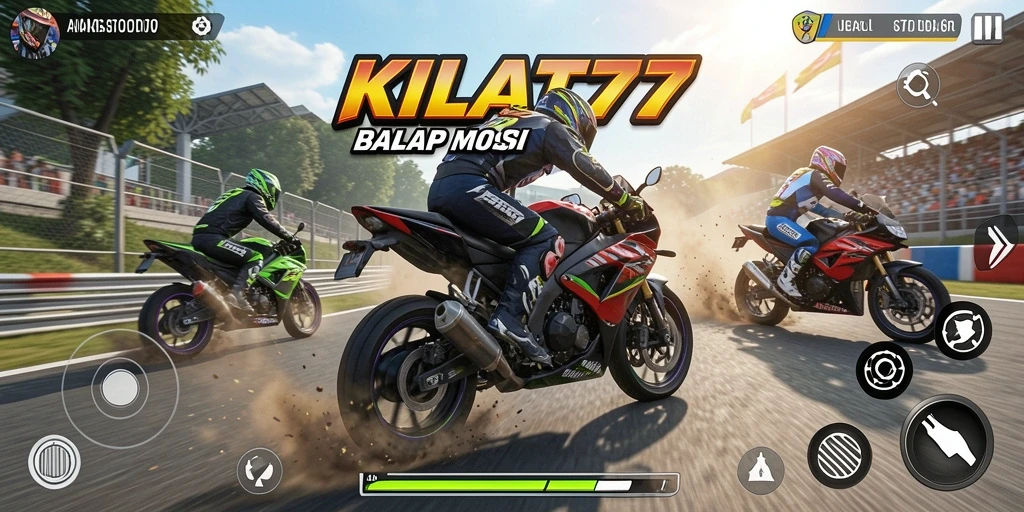 Gameplay KILAT77 yang mendebarkan saat balapan motor.