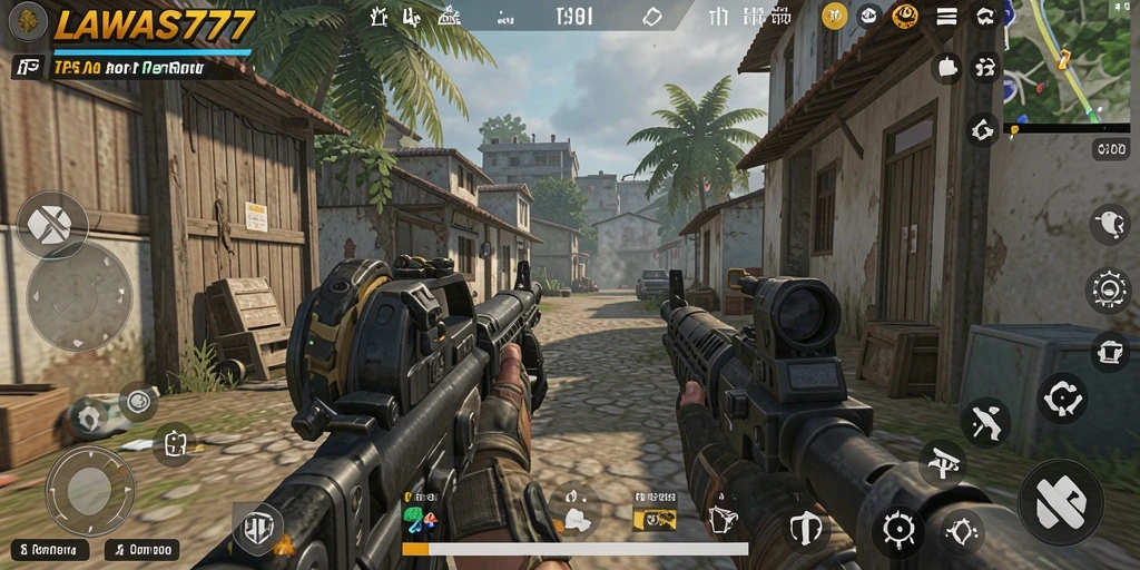 Screenshot gameplay LAWAS777 yang penuh aksi dalam mode TPS.