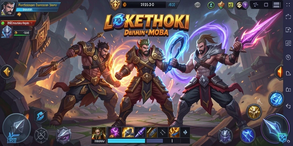 Tampilan gameplay seru dari LOKETHOKI dalam pertempuran MOBA.