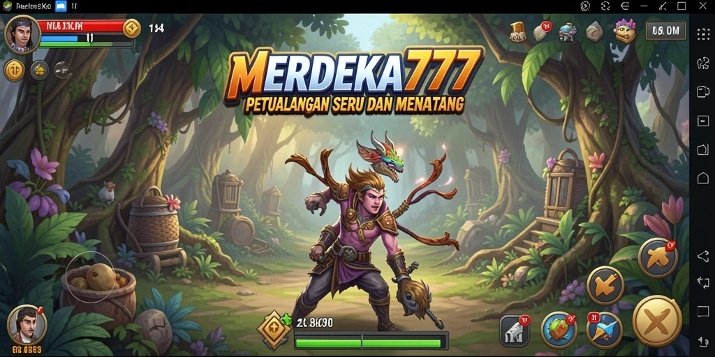Tampilan screenshot utama MERDEKA777 yang menampilkan aksi petualangan.