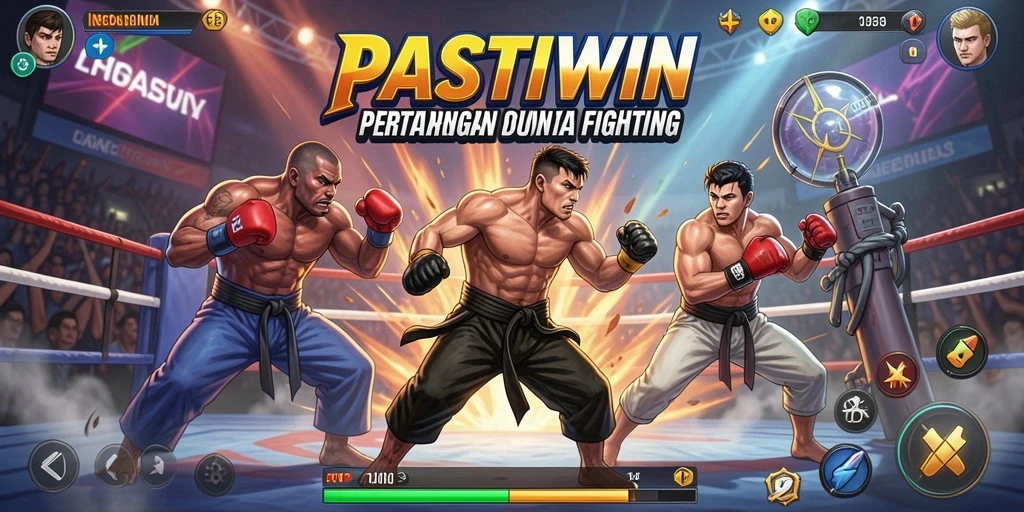 Tampilan seru pertarungan dalam PASTIWIN dengan karakter beragam.