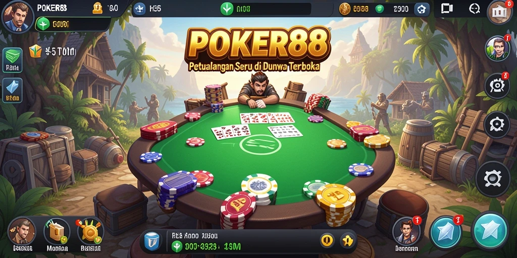 Tampilan gameplay Open World POKER88 yang menakjubkan dan interaktif.