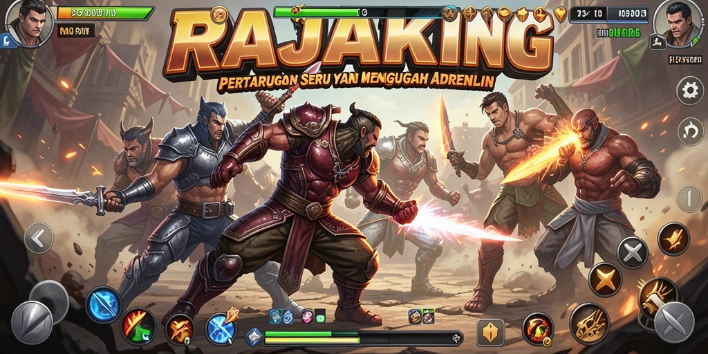 Tampilan gameplay RAJAKING saat pertarungan intens.