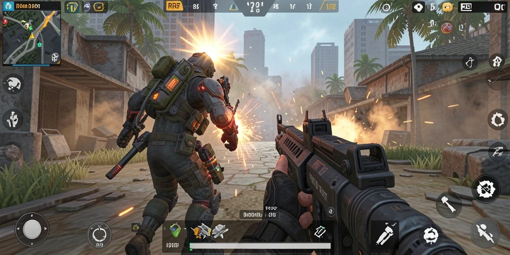 Tampilan gameplay RR89 yang seru dan mendebarkan saat pertempuran.