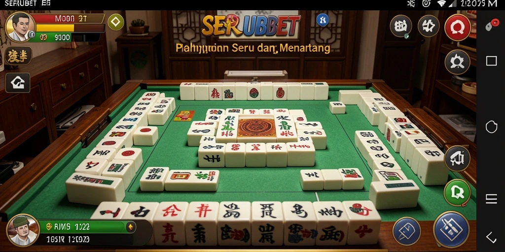 Tampilan gameplay SERUBET dengan grafis Mahjong yang menarik.