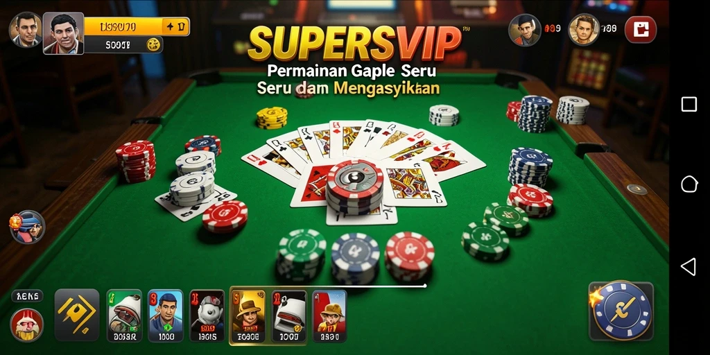 Screenshot SUPERSVIP menampilkan gameplay seru Gaple yang interaktif.