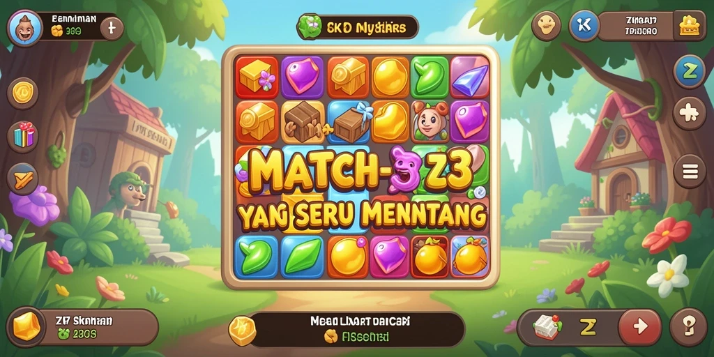 Screenshot ZK7 menampilkan gameplay seru dari aksi mencocokkan elemen.